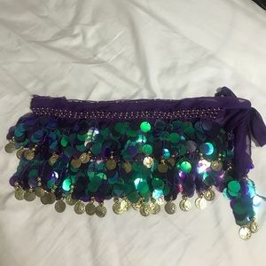 Purple belly dancing skirt. Coin skirt